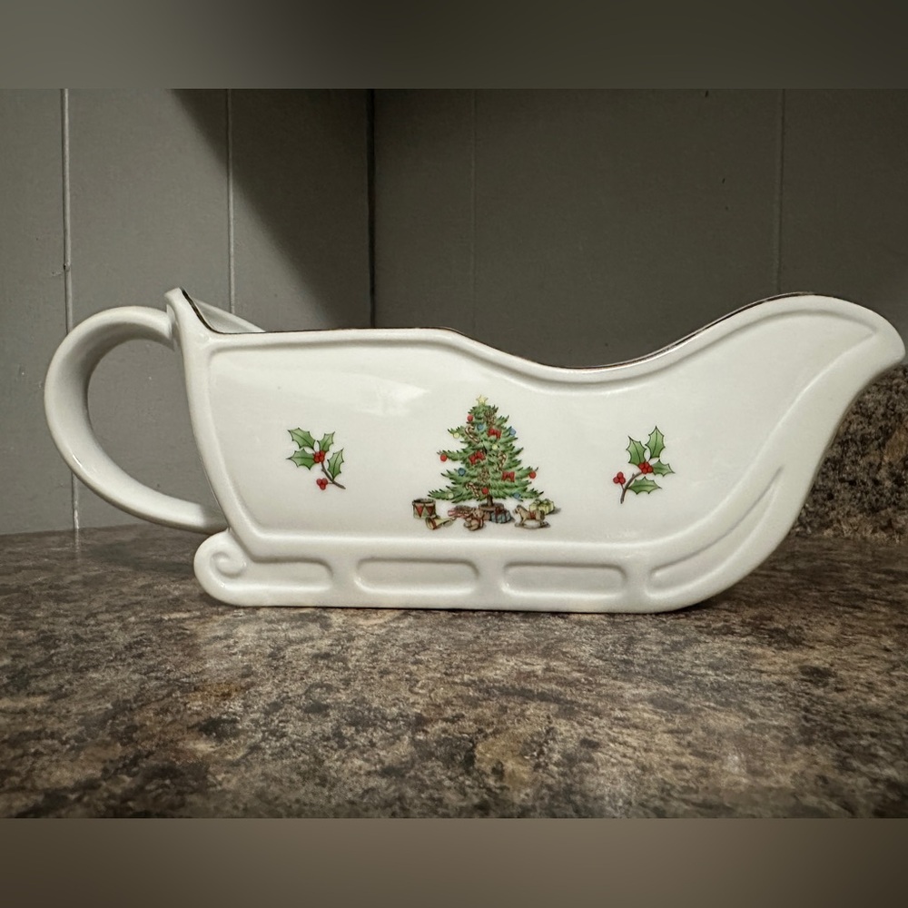 Vintage Holiday Hostess Sleigh-Shaped Gravy Boat